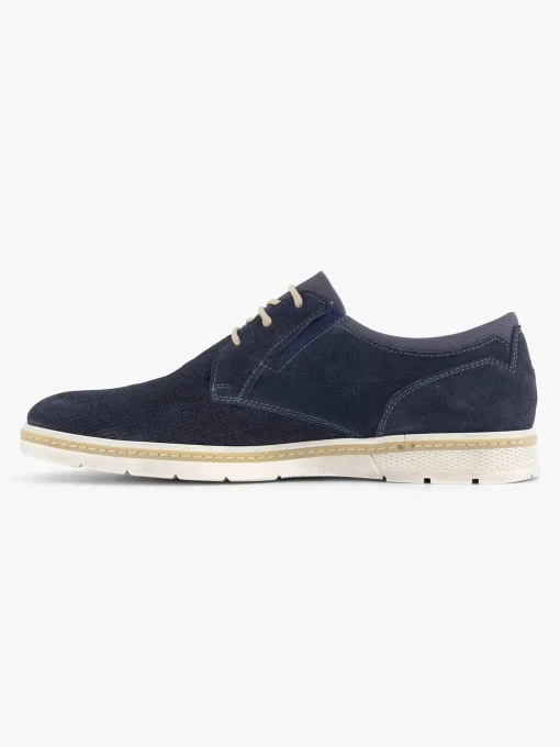 Blauwe Leren Veterschoen