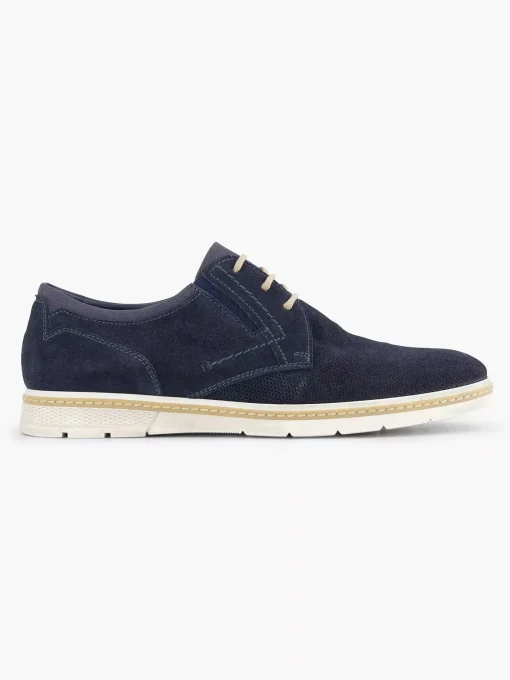 Blauwe Leren Veterschoen