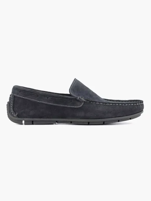 Blauwe Suede Comfort Instapper