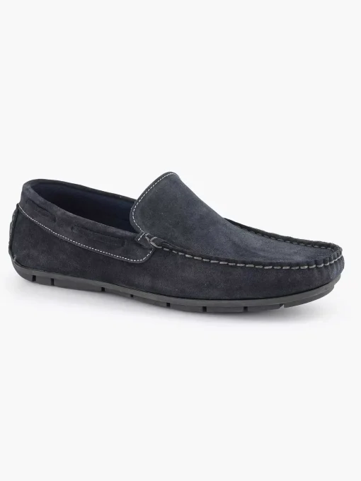 Blauwe Suede Comfort Instapper