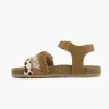 Bruine Leren Sandalen Panterprint