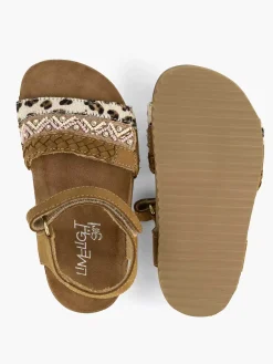 Bruine Leren Sandalen Panterprint