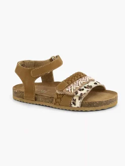Bruine Leren Sandalen Panterprint