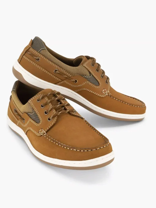 Bruine Leren Veterschoen