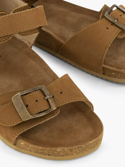 Cognac Leren Sandaal