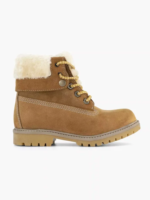 Cognac Leren Veterboot Gevoerd