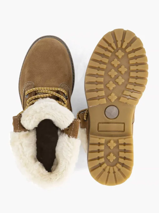 Cognac Leren Veterboot Gevoerd