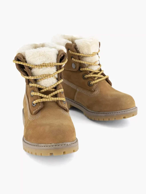Cognac Leren Veterboot Gevoerd