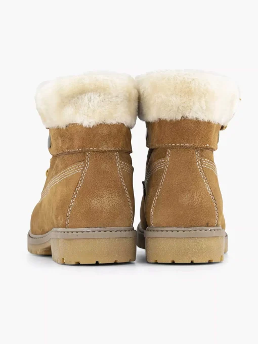 Cognac Leren Veterboot Gevoerd