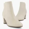 Creme Leren Enkellaars
