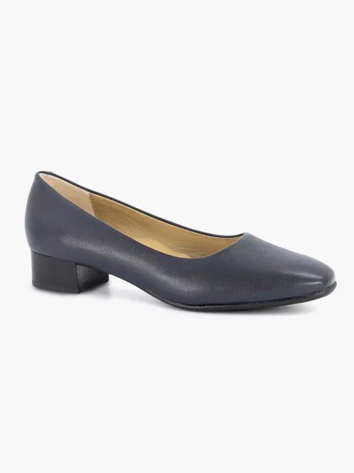 Donkerblauwe Leren Comfort Pump