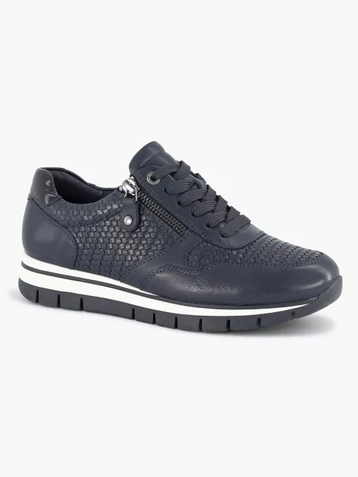 Donkerblauwe Leren Comfort Sneaker