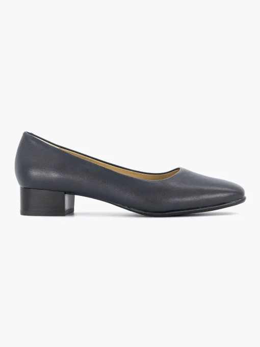 Donkerblauwe Leren Comfort Pump