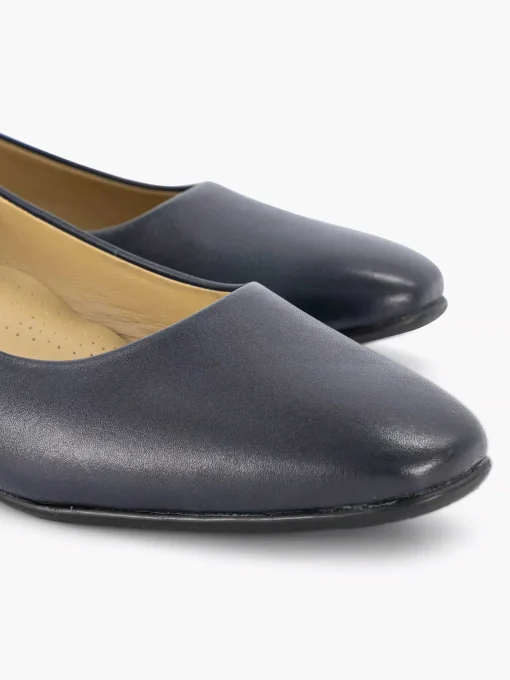 Donkerblauwe Leren Comfort Pump