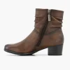 Donkerbruine Leren Comfort Enkellaars Hak