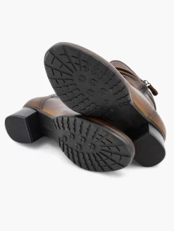 Donkerbruine Leren Comfort Enkellaars Hak