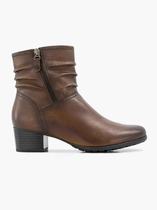 Donkerbruine Leren Comfort Enkellaars Hak