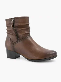 Donkerbruine Leren Comfort Enkellaars Hak