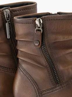 Donkerbruine Leren Comfort Enkellaars Hak