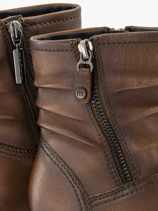 Donkerbruine Leren Comfort Enkellaars Hak