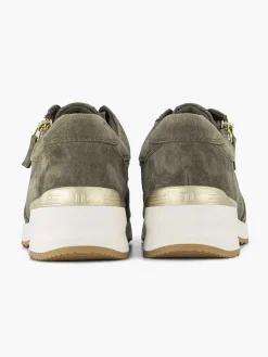 Donkergroene Leren Comfort Sneaker
