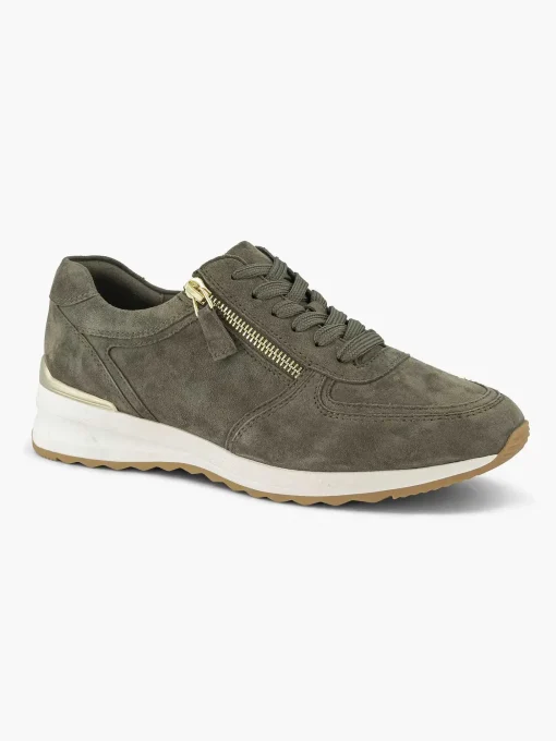 Donkergroene Leren Comfort Sneaker