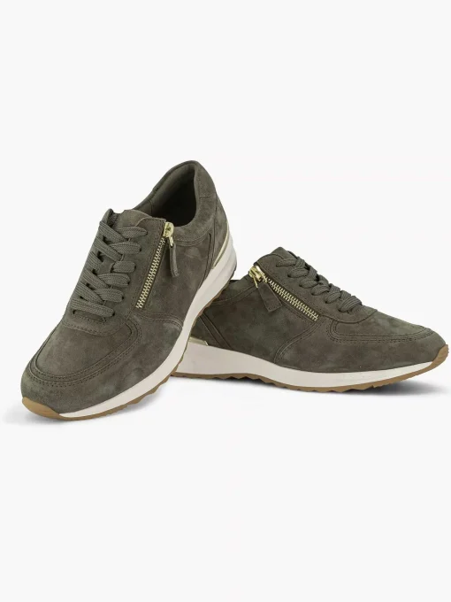 Donkergroene Leren Comfort Sneaker