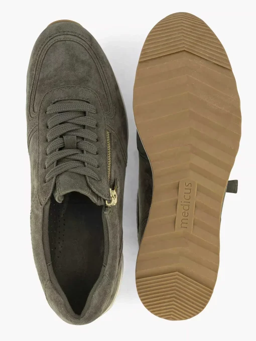 Donkergroene Leren Comfort Sneaker