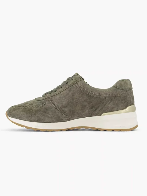 Donkergroene Leren Comfort Sneaker