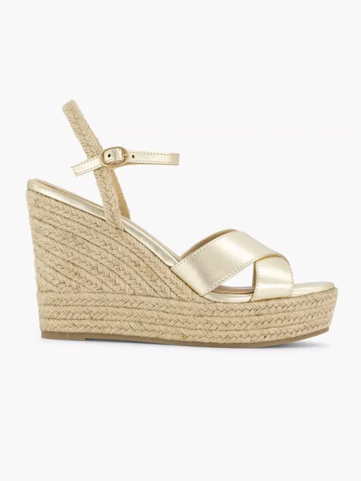 Gouden Espadrille Sleehak