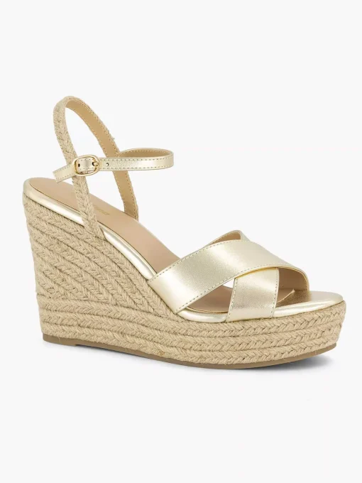 Gouden Espadrille Sleehak