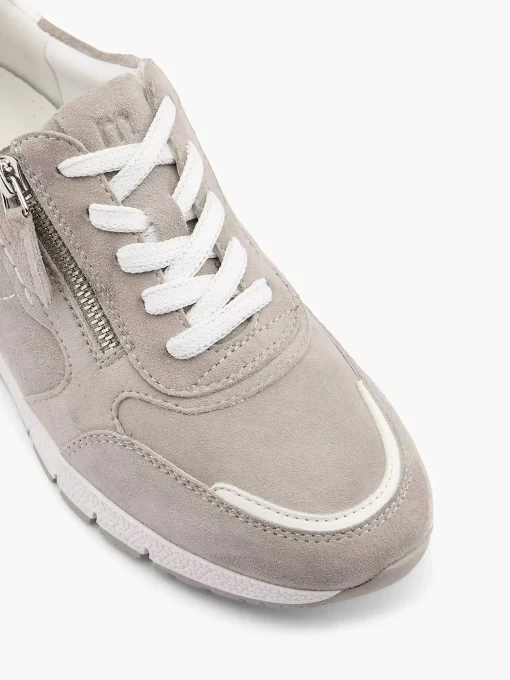 Grijze Leren Comfort Sneaker