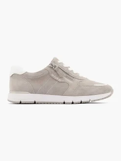 Grijze Leren Comfort Sneaker