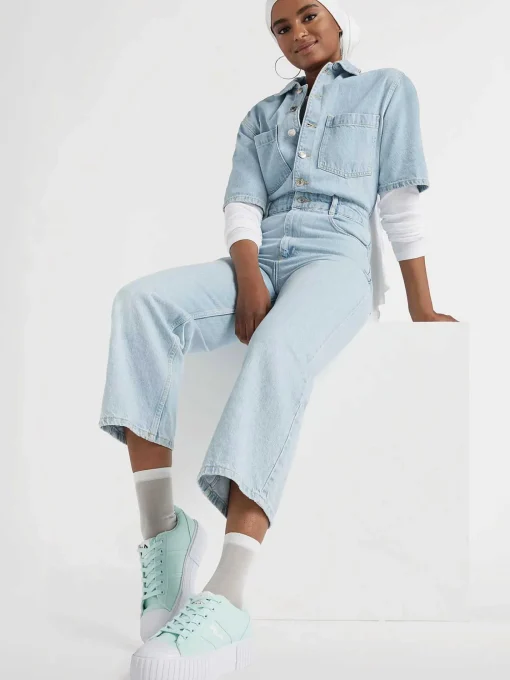 Mintkleurige Canvas Sneaker Platform