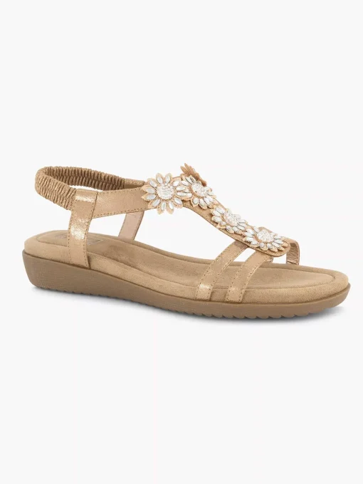 Rosegouden Comfort Sandaal Steentjes