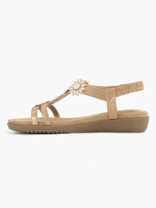 Rosegouden Comfort Sandaal Steentjes