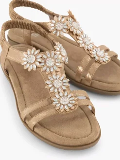 Rosegouden Comfort Sandaal Steentjes