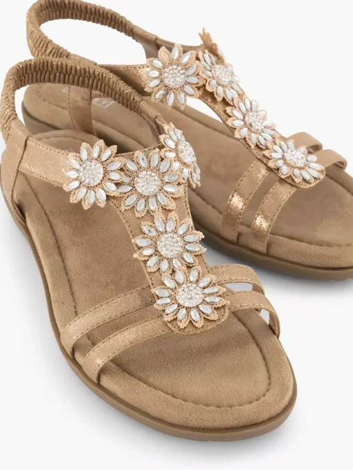 Rosegouden Comfort Sandaal Steentjes