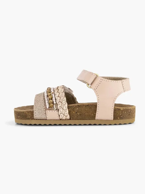 Roze Leren Sandal Klittenband