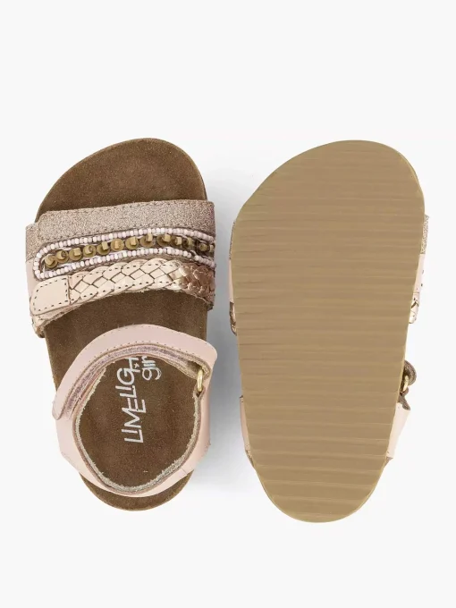 Roze Leren Sandal Klittenband