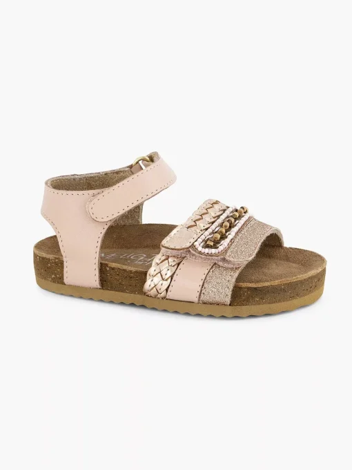 Roze Leren Sandal Klittenband