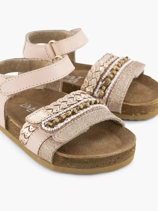 Roze Leren Sandal Klittenband