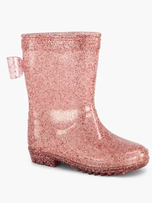 Roze Regenlaars Glitter Strik
