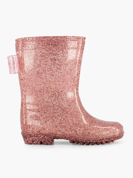 Roze Regenlaars Glitter Strik