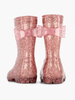 Roze Regenlaars Glitter Strik