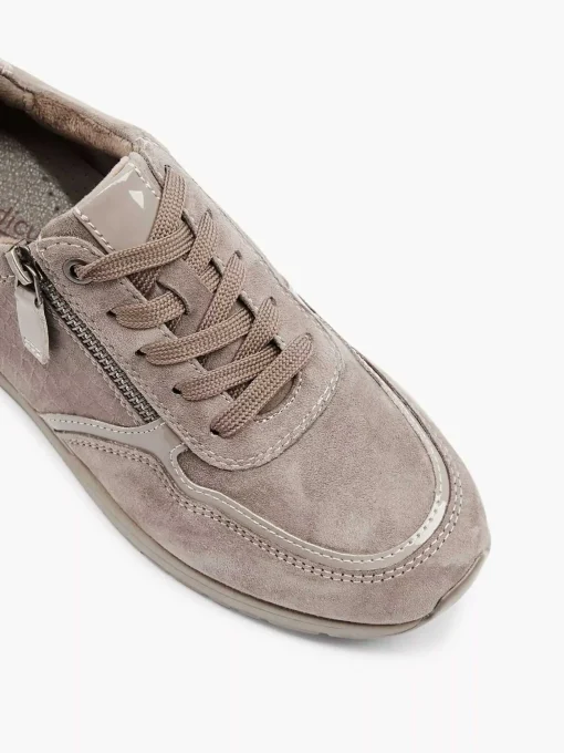 Taupe Leren Comfort Sneaker