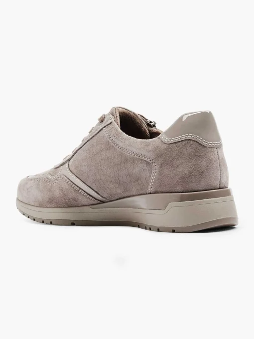 Taupe Leren Comfort Sneaker