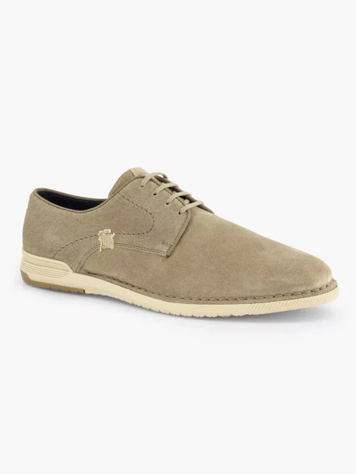 Zandkleurige Leren Veterschoen