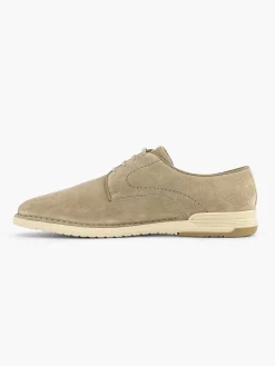 Zandkleurige Leren Veterschoen