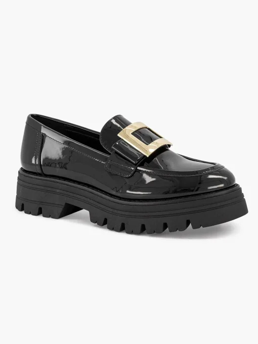 Zwarte Chunky Loafer Lak